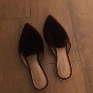 Madewell Maroon Velvet Slide Mules